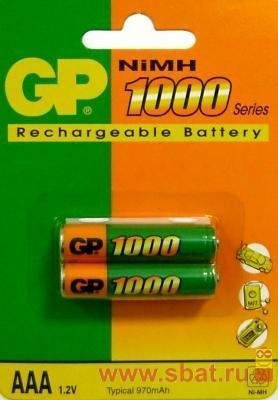 Аккумулятор GP 100AAAHC/R03 1000mAh BL2 18525