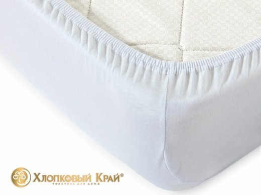 Простыня на резинке 120*200*20 трикотаж 125 гр 03 Белый — 