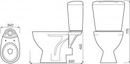 Унитаз компакт Универсал NEW 90 2-х реж. арматура, нижняя подводка + сиденье Лобненский стройфарфор