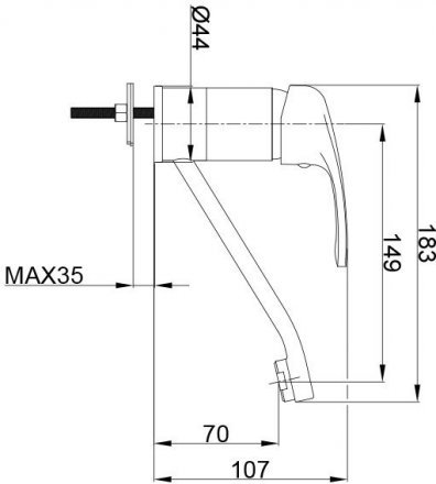 Смеситель для умывальника Eleanti ELT1031 поворотный излив 150 мм, картридж 35 мм 0402.854