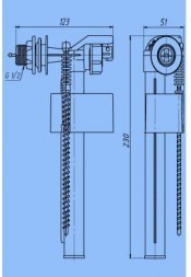 Арматура Ани Пласт с боковой подводкой 1/2 кнопка хром WC8010C
