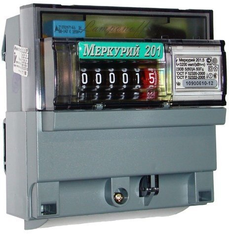 Счетчик Меркурий 201.5 5-60А/220 1Ф,1Т, кл.т. 1.0 Din-рейку ОУ-MRC20010 483765 — 