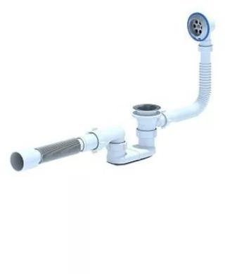 Сифон для ванны с вып/пер плоский с трубой 40/50 Е055 АНИ