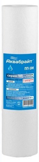 Картридж Аквабрайт для мех. очист. воды, 10 мкр, SLIM 5" вспенен. полипроп. ПП-10 М/5 133424 — 